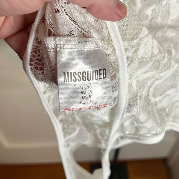 Miss Guided Womens Floral Lined Lace Adjustable Sheer Mesh Bodysuit White Size 6 - Picture 6 of 6